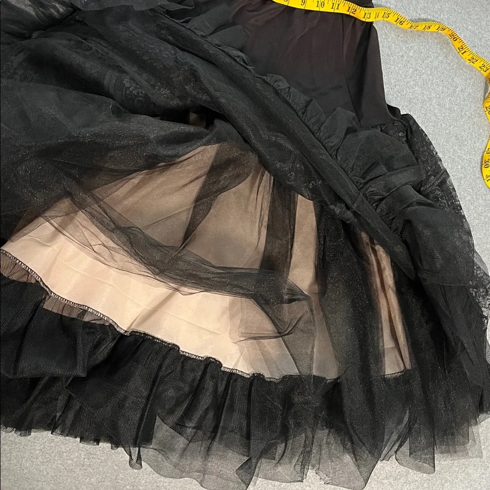 Vintage Hoops Slip Skirt Small Black Lace Tulle Whimsigoth Lolita Kawaii Cosplay